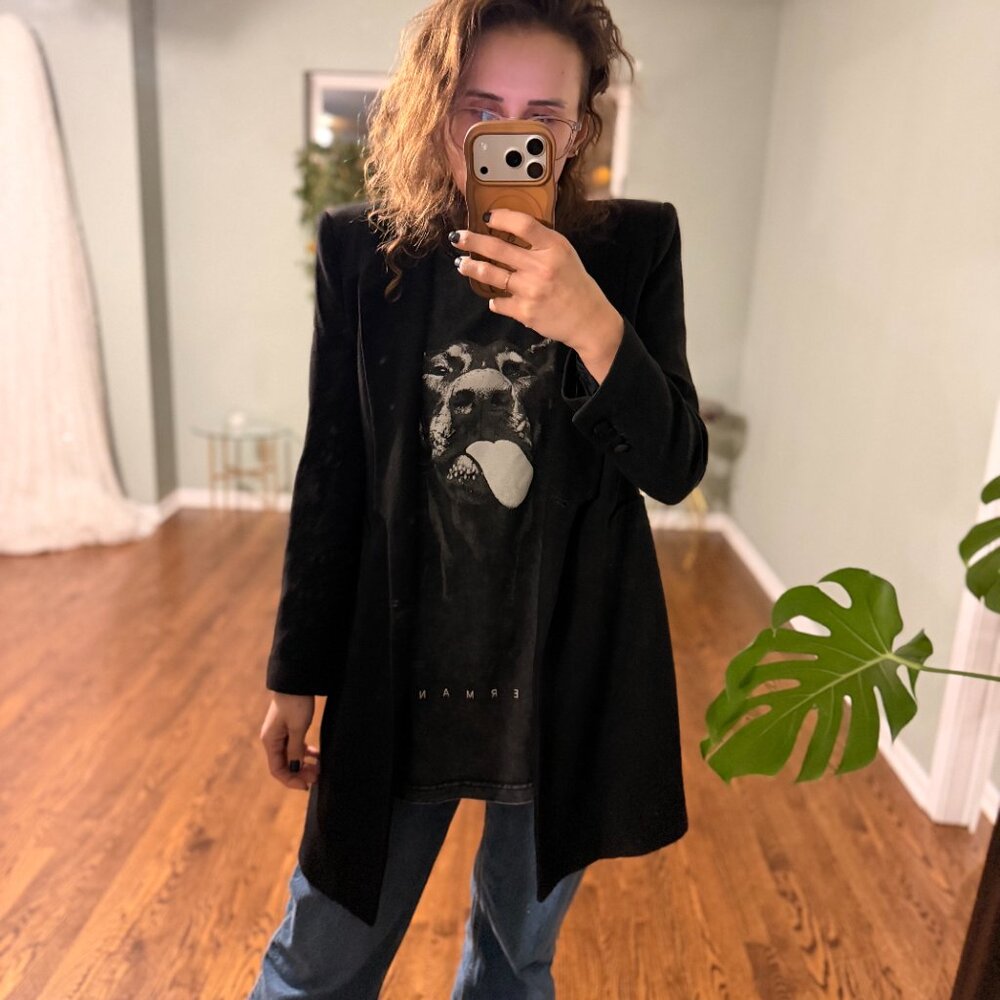 Black Longline Tailored Blazer Coat